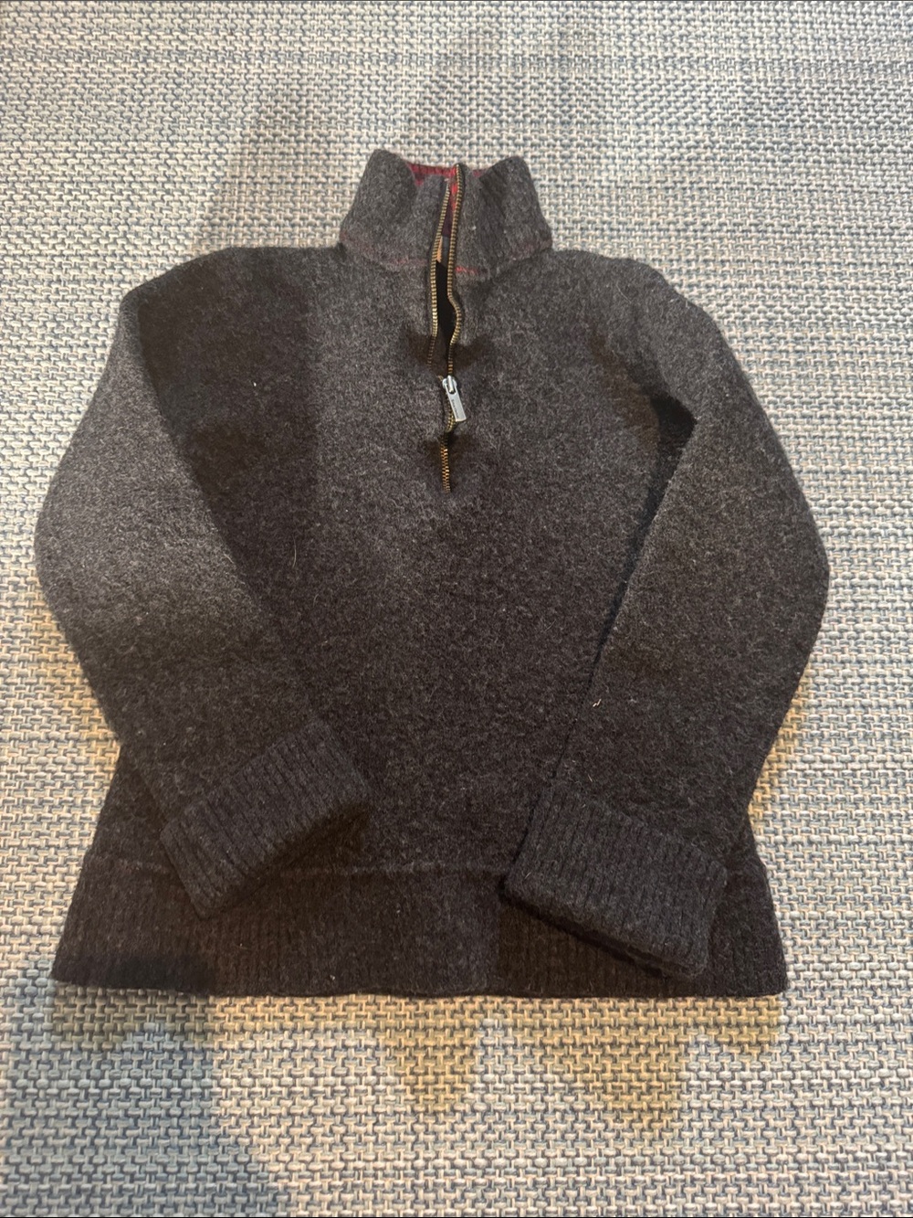Boys Charcoal Half-Zip Mock Neck Sweater wool